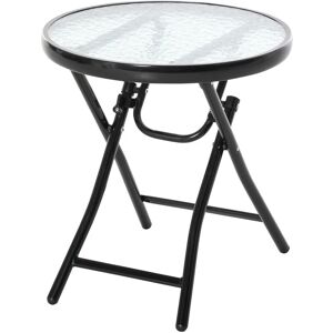 Folding Garden Table Round Foldable Table with Safety Buckle Black - Black - Outsunny