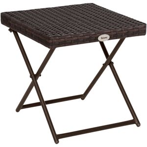 Folding Square Rattan Coffee Table w/ Steel Frame Bistro Garden Brown - Brown - Outsunny