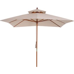 Patio Parasol Garden Sun Umbrella Sunshade Bamboo Beige - Beige - Outsunny