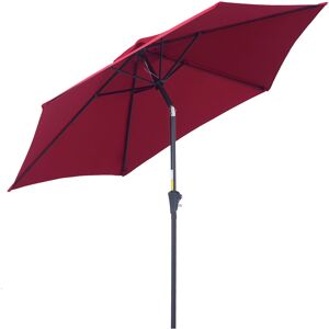 Patio Umbrella Parasol Sun Shade Garden Aluminium 2.7M Wine red - Wine red - Outsunny