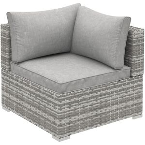 Outdoor Garden Furniture Rattan Single Middle Sofa w/ Cushions Grey - Grey - Outsunny