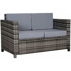Outsunny - Rattan Wicker 2-seat Sofa Loveseat Padded Garden Furniture Grey - Grey