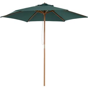 Outsunny Wood Garden Parasol Sun Shade Patio Outdoor Wooden Umbrella Canopy Green - Green