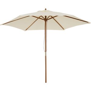 Wood Garden Parasol Sun Shade Patio Outdoor Wooden Umbrella Canopy Cream - Cream - Outsunny