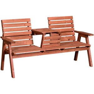 Outsunny - Convertable 3-Seater Wood Bench Table Garden w/ Armrests Patio - Orange