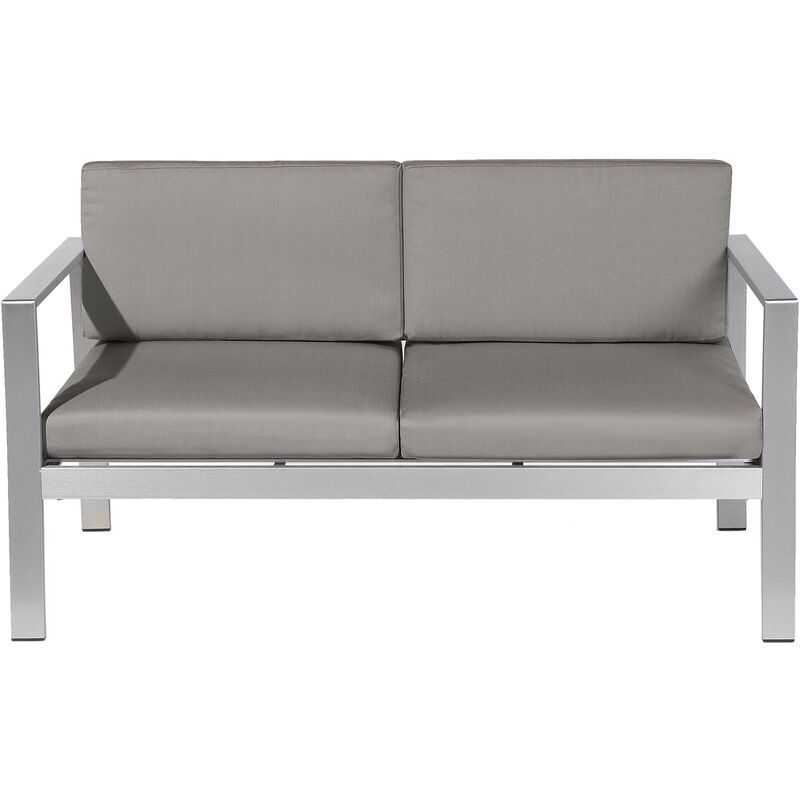 BELIANI Minimalistic Modern Garden Outdoor Bench Silver Frame Dark Grey Seat Salerno - Grey