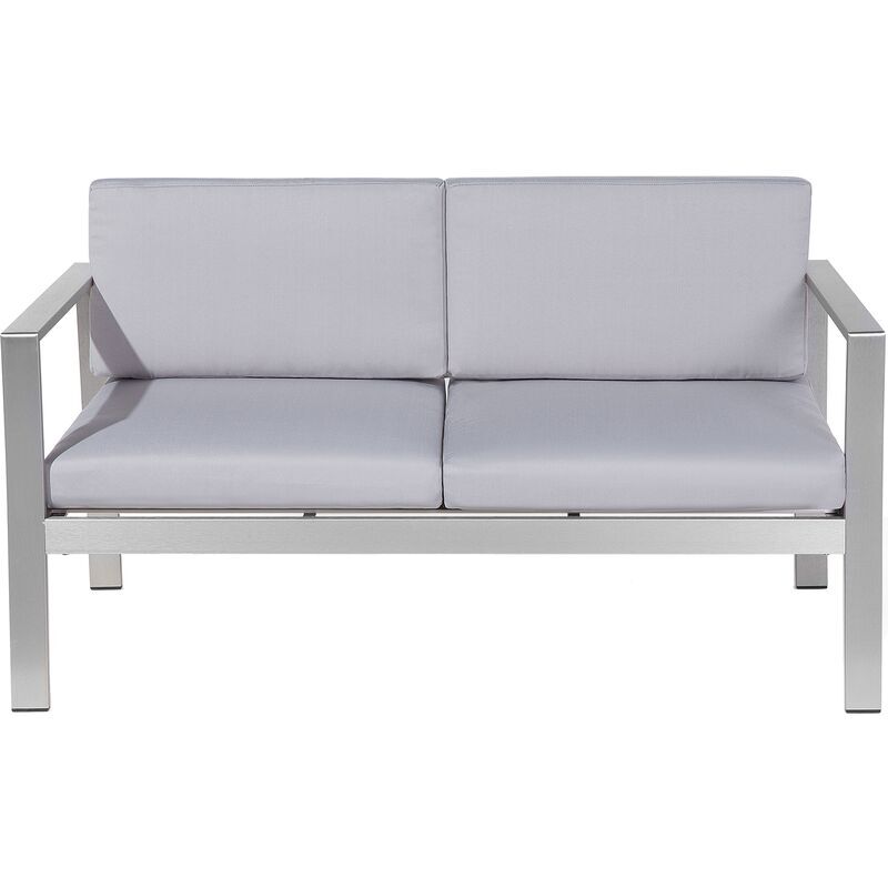 BELIANI Minimalistic Modern Garden Outdoor Bench Silver Frame Light Grey Seat Salerno - Grey