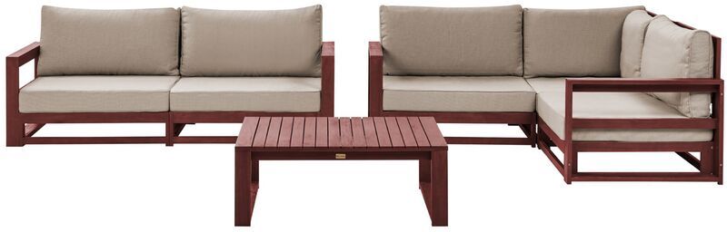 BELIANI 4 Seater Garden Outdoor Sofa Set Cushions Acacia Wood Mahogany Brown Timor ii - Dark Wood