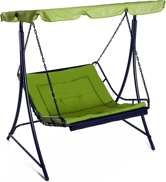 2 Seater Canopy Swing Chair Garden Hammock Bench Outdoor Lounger Green - Green - Outsunny