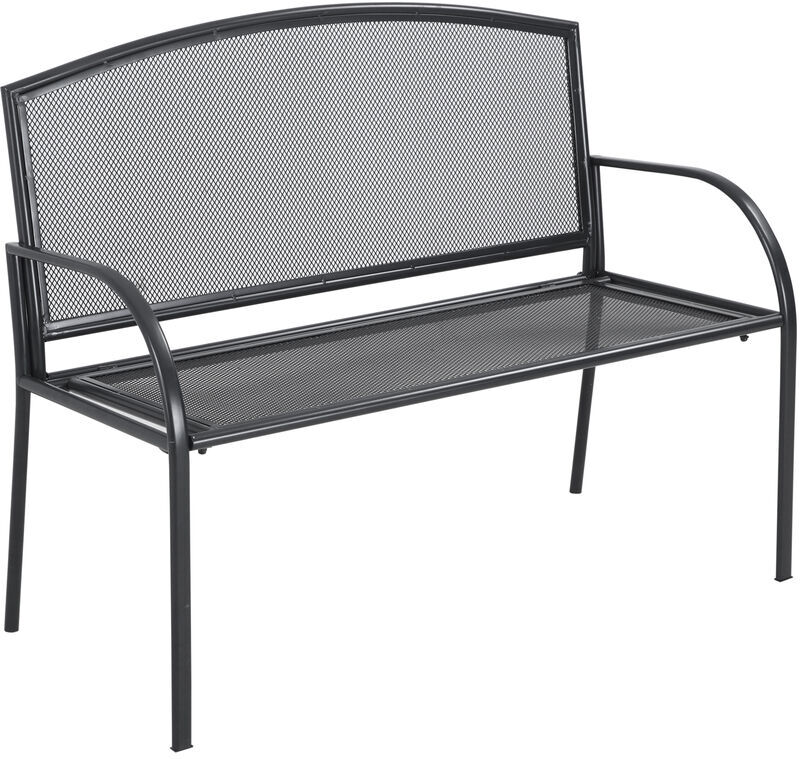 2 Seater Metal Garden Bench Outdoor Furniture for Porch Lawn Grey - Dark Grey - Outsunny