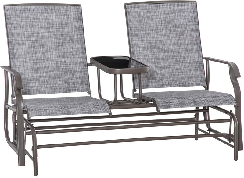 Outsunny - 2 Seater Rocker Double Rocking Chair Lounger Outdoor Garden Furniture Grey - Grey