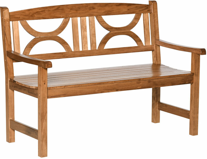 2-Seater Wooden Garden Bench Outdoor Patio Loveseat Natural - Natural wood finish - Outsunny