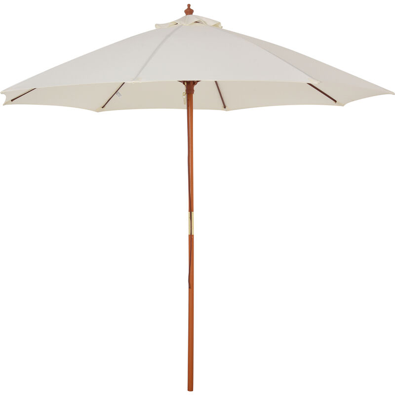 Outsunny - 2.5m Wooden Garden Parasol Outdoor Umbrella Canopy w/ Vent Off-White - Off-White