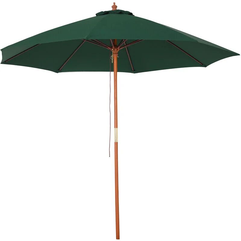 Outsunny 2.5m Wooden Garden Parasol Outdoor Umbrella Canopy w/ Vent Green - Green