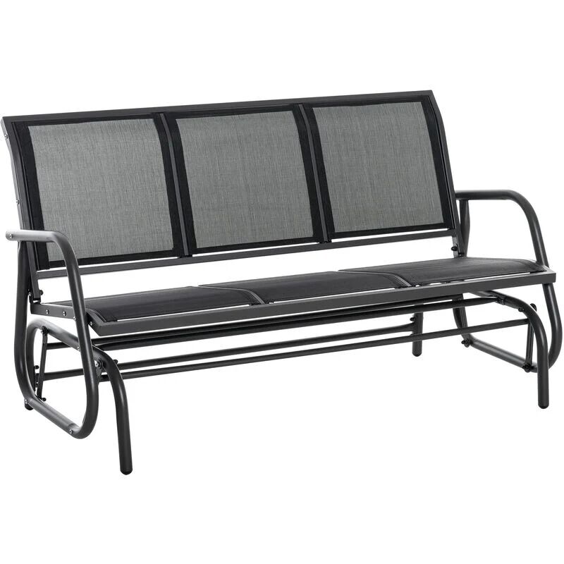 3-Seat Glider Rocking Chair for 3 People Garden Bench Patio Furniture - Black - Outsunny