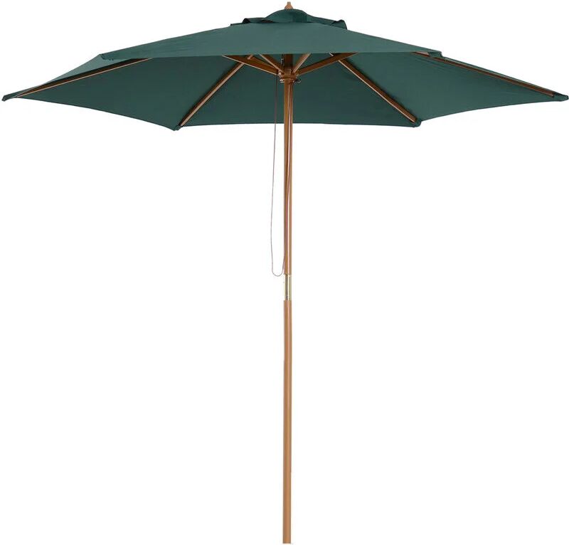 Outsunny Wood Garden Parasol Sun Shade Patio Outdoor Wooden Umbrella Canopy Green - Green