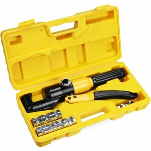 Denuotop - 10 Tons 9 Dies Hydraulic Crimping Tool Set, Hydraulic Crimping Tool, Ratchet Terminal Crimping Plier for 4-70mm2 Cable