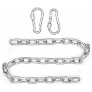 Amanka 100 cm Hanging Chair Suspension up to 230kg 2 Carabiners Chain for Hammock - silber