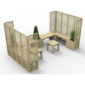 FOREST GARDEN 11'8 x 6'9 Forest Modular Wooden Garden Seating Set Number 5 (3.56m x 2.06m) - Natural Timber