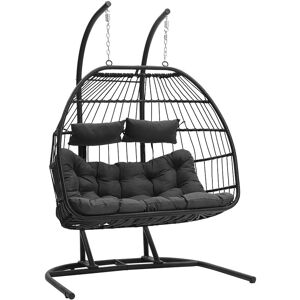 LIVINGANDHOME 140x103x196cm Outdoor Hanging 2 Seater Egg Chair