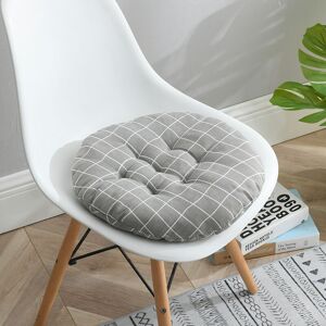 Langray - 15.8x15.8 inch Round Seat Cushion, Indoor Outdoor Sofa Chair Cushion Cushion, Gray Grid