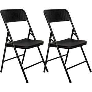 Amanka 2 Folding Chairs up to 150 kg - Balcony Seat Set - Garden Furniture Rattan Look - schwarz