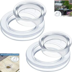 AOUGO 2 Pack Patio Table Umbrella Rings and Caps Set, Thicker Hole Ring Plugs and Caps Set for Standard Size Umbrella (Clear)