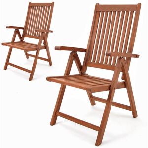 Casaria Deuba Garden Chair Vanamo FSC®-certified Eucalyptus Wood Foldable Chair High-back Garden Furniture 2Pcs Set