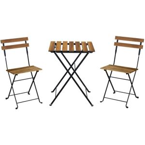 Sweeek - 2-seater Bistro-style Table, Wood and Metal, with Folding Chairs, Black - Black