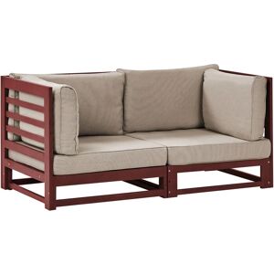 BELIANI 2 Seater Garden Outdoor Acacia Wood Sofa Bench with Cushions Mahogany Brown Trani - Dark Wood