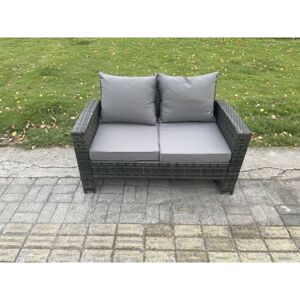 Fimous - High Back Rattan 2 Seater Loveseat Sofa Double Seat Patio Outdoor Garden Furniture With Thick Seat And Back Cushion