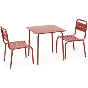 SWEEEK 2-seater table and chairs set for kids, metal, Terracotta - Terracotta