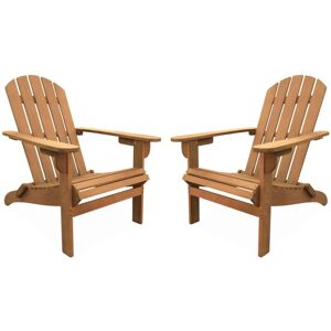 SWEEEK Set of 2 wooden garden armchairs - Adirondack Salamanca- Eucalyptus fsc, retro deck chairs, beach chairs - Natural