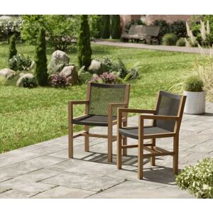 2 x Garden Trading Outdoor Indoor Mylor Dining Arm Chairs Black Teak Wood Patio