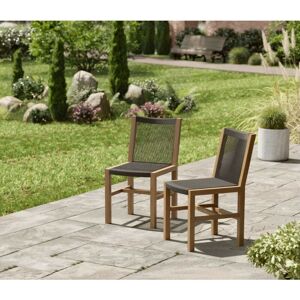 2 x Garden Trading Outdoor Indoor Mylor Dining Chairs Black Teak Wooden