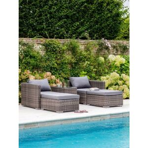 2 x Garden Trading Selborne Outside Double Loungers Chairs Table Set Rattan