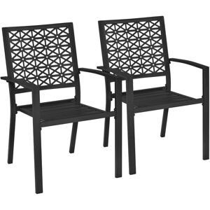 2pcs Dining Chairs with Armrests Modern Steel Bistro Chairs All Weather Metal Chairs, Black - Yaheetech