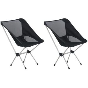 2x Folding Camping Chairs with Carry Bag 54x50x65 cm Aluminium Vidaxl Black