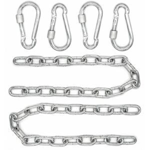 Amanka 2x50cm Hanging Chair Chain up to 230kg 4 Carabiners Swing Punch Bag Suspension - silber