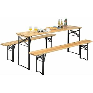 COSTWAY 3-Piece Folding Picnic Table and Bench Set Wooden Beer Table with Seating Set