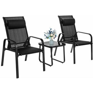 COSTWAY 3-Piece Patio Bistro Furniture Set Outdoor Porch Furniture Set