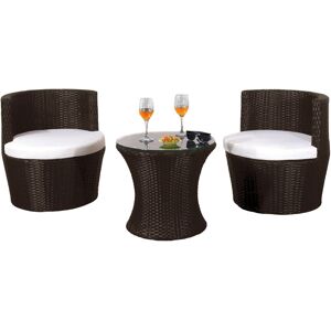 Comfy Living - 3 Piece Rattan Bistro Furniture Set in Chocolate