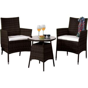 COMFY LIVING 3 Piece Rattan Garden Furniture Set in Chocolate with Waterproof Cover