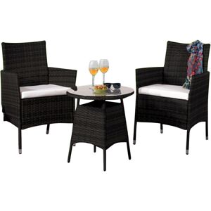 COMFY LIVING 3 Piece Rattan Garden Furniture Set in Black with Waterproof Cover