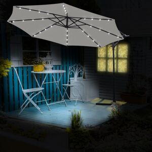 GREENBAY 3M Patio Hanging LED Parasol Garden Sun Shade Banana Umbrella Cantilever Grey