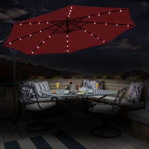 GREENBAY 3M Patio Hanging led Parasol Garden Sun Shade Banana Umbrella Cantilever Wine Red