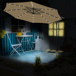 GREENBAY 3M Patio Hanging LED Parasol Garden Sun Shade Banana Umbrella Cantilever Taupe