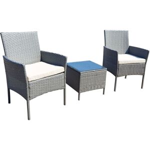 MCC DIRECT 3pcs Rattan Outdoor Garden Furniture Sofa Set Table & Chairs Rome grey