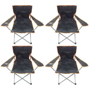 HOWLEYS 4 Black & Orange Lightweight Folding Camping Beach Captains Chairs