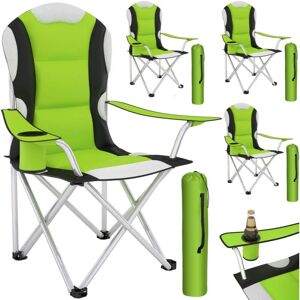 Tectake - 4 Camping chairs - padded - folding chair, fold up chair, folding camping chair - green - green